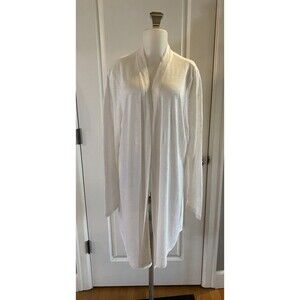 J Jill Love Linen 100% Linen XLT Open Front Cardigan White Long Line‎ Beachy New
